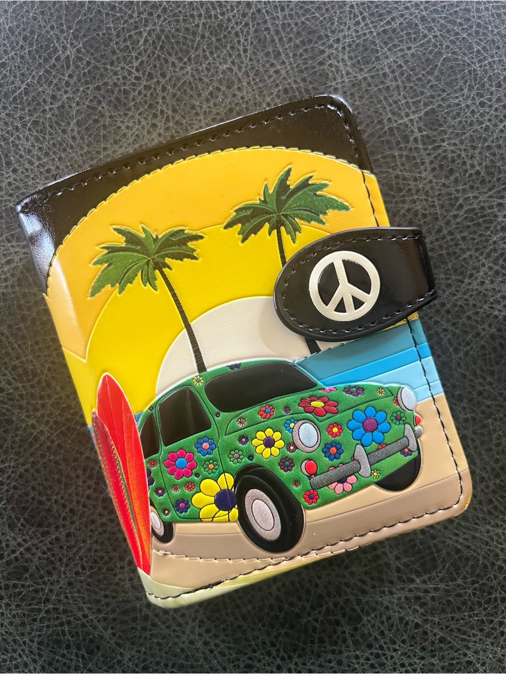 Shag Wear Wallet Surf Theme With Volkswagen Beetle Green Yellow Black
